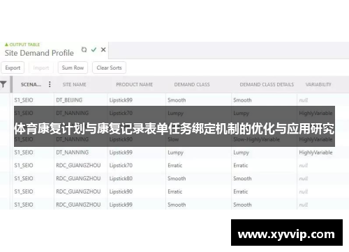 体育康复计划与康复记录表单任务绑定机制的优化与应用研究